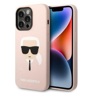 Karl Lagerfeld silikoninis MagSafe dėklas iPhone 14 Pro – rožinis
