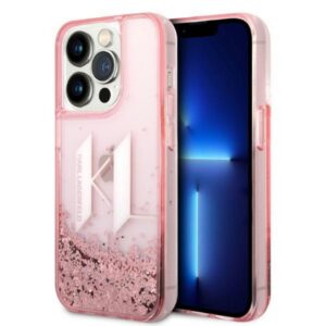 Karl Lagerfeld Liquid Glitter dėklas iPhone 14 Pro – rožinis