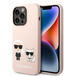 Karl Lagerfeld MagSafe silikoninis dėklas iPhone 14 Pro – rožinis