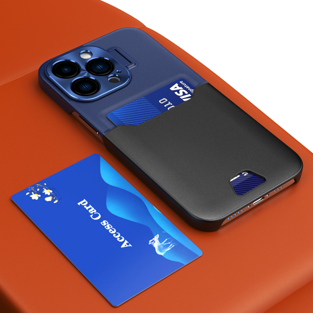 Samsung Galaxy S23 odinis dėklas su stovu ir kortele – mėlynas