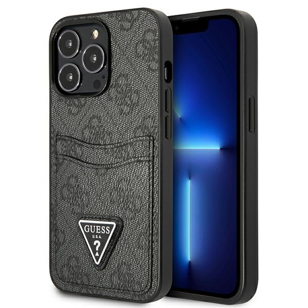 Guess dėklas iPhone 13/13 Pro 6,1 – juodas, su kišenėmis