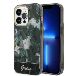 Guess Jungle dėklas iPhone 14 Pro – žalias
