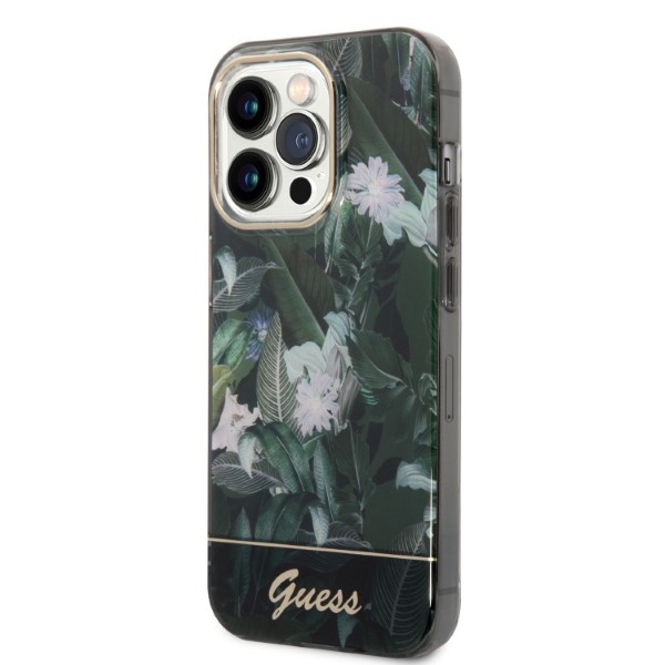 Guess Jungle dėklas iPhone 14 Pro – žalias
