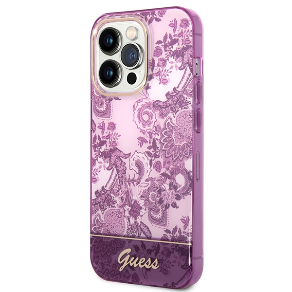 Guess Porcelain dėklas iPhone 14 Pro Max – fuksija