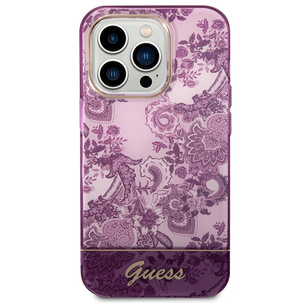 Guess Porcelain dėklas iPhone 14 Pro Max – fuksija