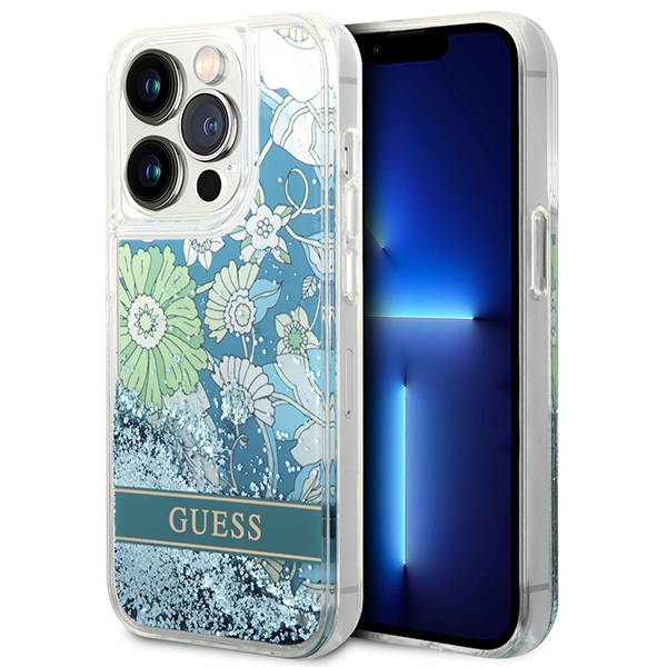 Guess dėklas iPhone 14 Pro Max – žalias, blizgus