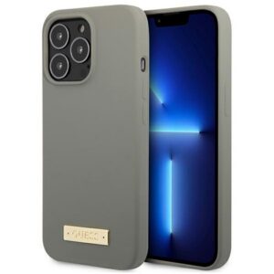 Guess MagSafe silikoninis dėklas iPhone 13 Pro Max – pilkas