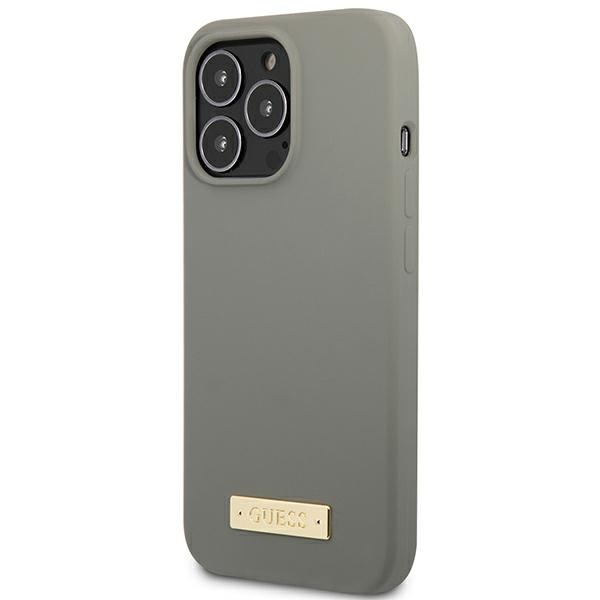 Guess MagSafe silikoninis dėklas iPhone 13 Pro Max – pilkas