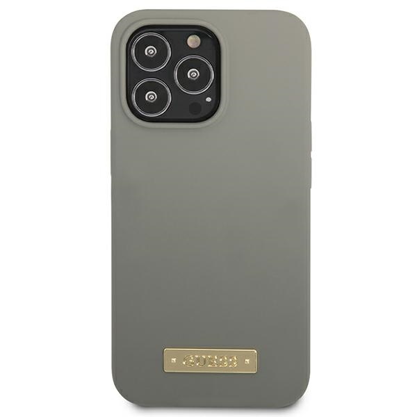 Guess MagSafe silikoninis dėklas iPhone 13 Pro Max – pilkas