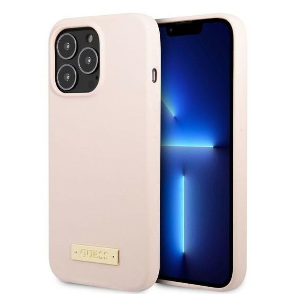 Guess MagSafe silikoninis dėklas iPhone 13 Pro Max – rožinis