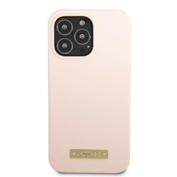 Guess MagSafe silikoninis dėklas iPhone 13 Pro Max – rožinis