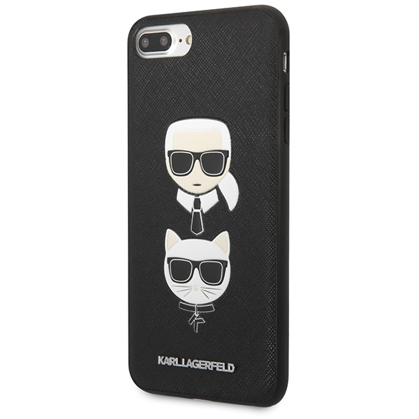 Karl Lagerfeld Saffiano Karl&Choupette Head dėklas, skirtas iPhone 7 Plus / iPhone 8 Plus - juodas
