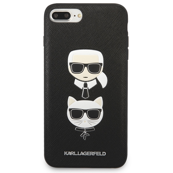 Karl Lagerfeld Saffiano Karl&Choupette Head dėklas, skirtas iPhone 7 Plus / iPhone 8 Plus - juodas