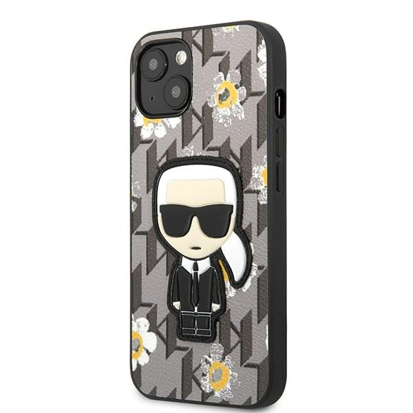 Karl Lagerfeld dėklas iPhone 13 – pilkas, gėlės
