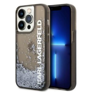 Karl Lagerfeld Liquid Glitter dėklas iPhone 14 Pro – juodas