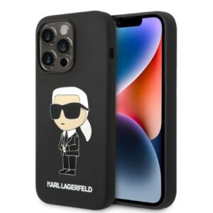 Karl Lagerfeld silikoninis dėklas iPhone 14 Pro – juodas