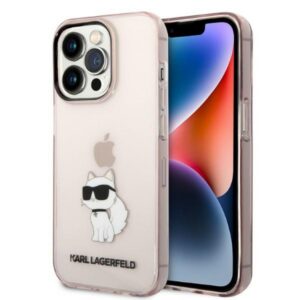 Karl Lagerfeld Choupette dėklas iPhone 14 Pro Max – rožinis
