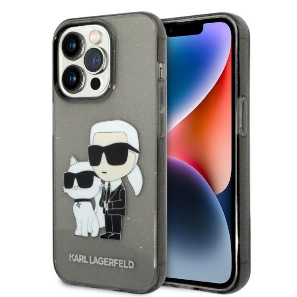 Karl Lagerfeld blizgus dėklas iPhone 14 Pro Max – juodas