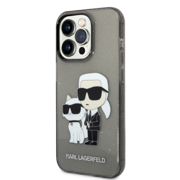 Karl Lagerfeld blizgus dėklas iPhone 14 Pro Max – juodas