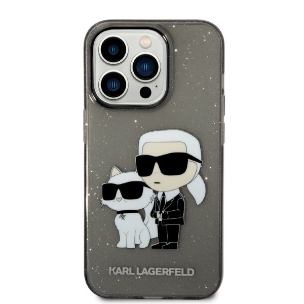 Karl Lagerfeld blizgus dėklas iPhone 14 Pro Max – juodas