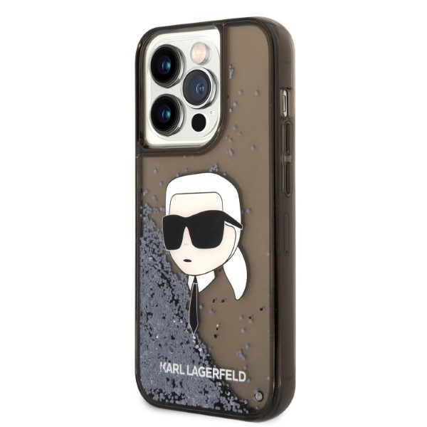 Karl Lagerfeld Liquid Glitter dėklas iPhone 14 Pro Max – juodas