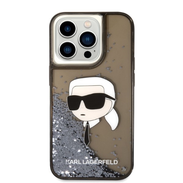 Karl Lagerfeld Liquid Glitter dėklas iPhone 14 Pro Max – juodas