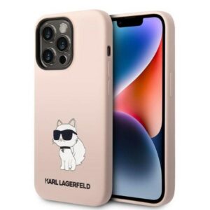 Karl Lagerfeld silikoninis dėklas iPhone 14 Pro Max – rožinis