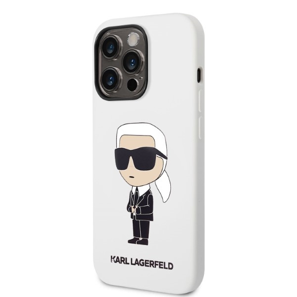 Karl Lagerfeld silikoninis dėklas iPhone 14 Pro Max – baltas
