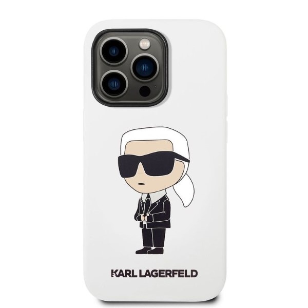 Karl Lagerfeld silikoninis dėklas iPhone 14 Pro Max – baltas