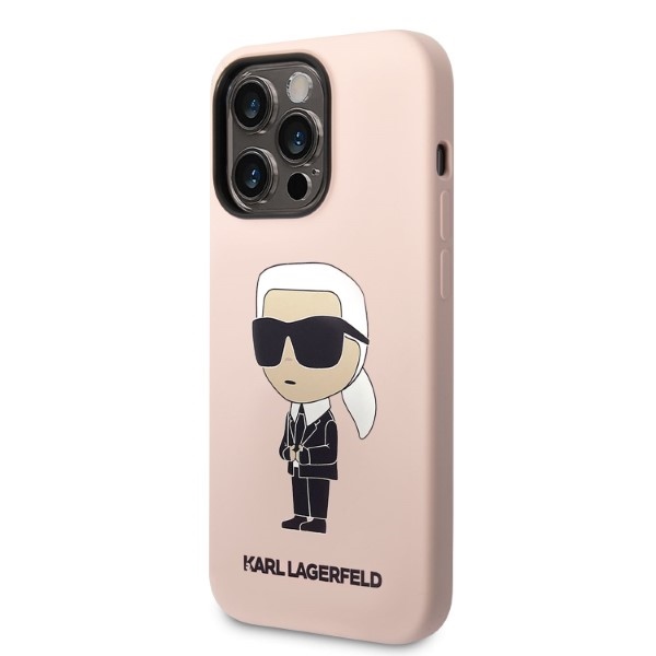 Karl Lagerfeld silikoninis MagSafe dėklas iPhone 14 Pro – rožinis