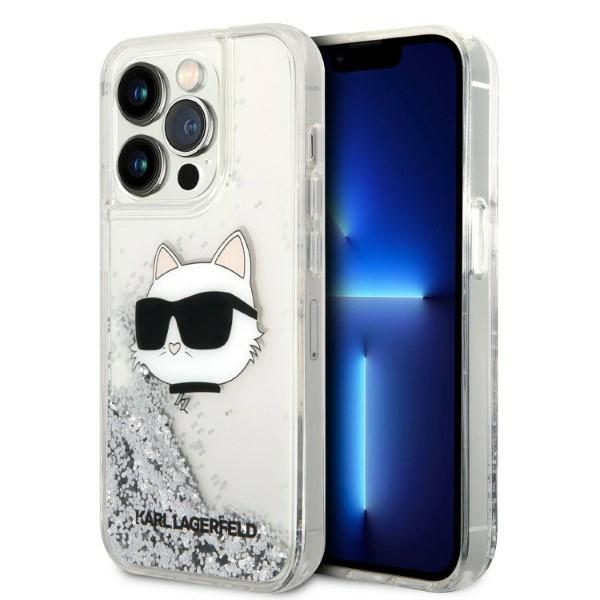 Karl Lagerfeld kietas dėklas iPhone 14 Pro – sidabrinis