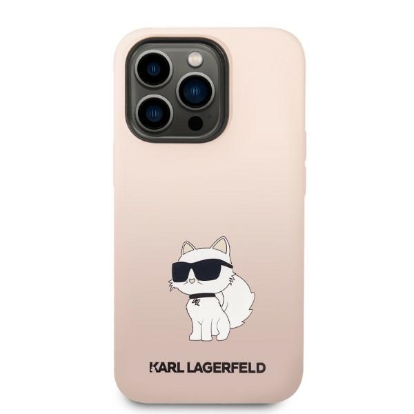 Karl Lagerfeld silikoninis dėklas iPhone 14 Pro – rožinis