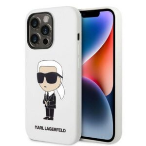 Karl Lagerfeld Ikonik dėklas iPhone 14 Pro – baltas