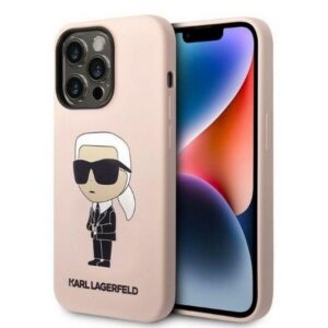 Karl Lagerfeld silikoninis dėklas iPhone 14 Pro – rožinis