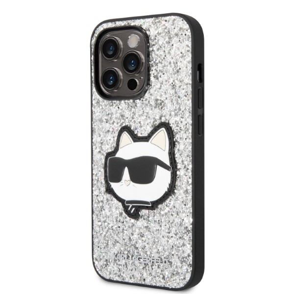 Karl Lagerfeld dėklas iPhone 14 Pro Max – sidabrinis, blizgus