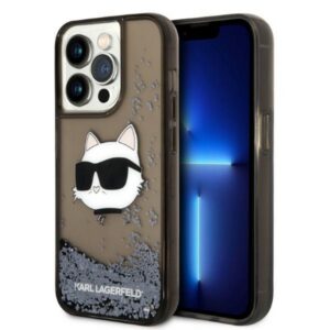 Karl Lagerfeld Liquid Glitter dėklas iPhone 14 Pro Max – juodas