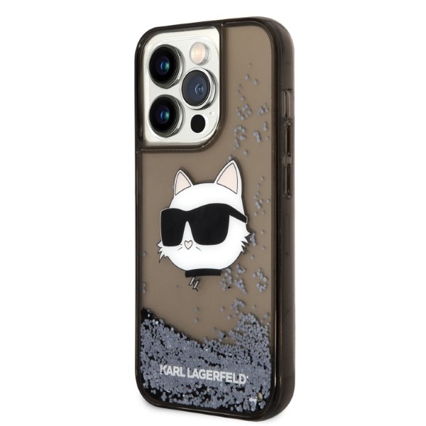Karl Lagerfeld Liquid Glitter dėklas iPhone 14 Pro Max – juodas