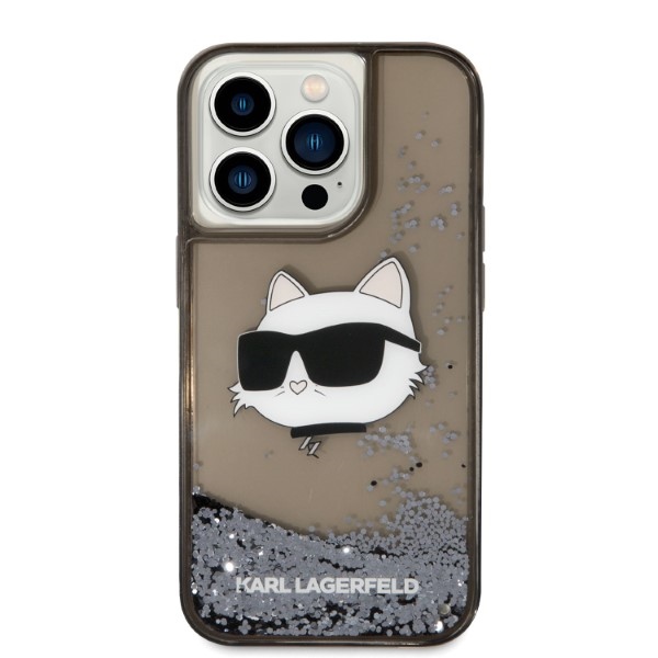 Karl Lagerfeld Liquid Glitter dėklas iPhone 14 Pro Max – juodas