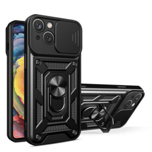 Huawei Nova Y90 dėklas Camshield su kameros dangteliu – juodas