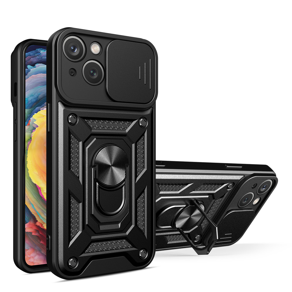 Hybrid Armor Camshield dėklas, skirtas Motorola Moto G62 5G šarvuotas dėklas su fotoaparato dangteliu juodas