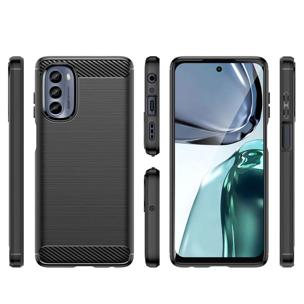 Anglies dėklas, skirtas Motorola Moto G62 5G lankstus silikoninis anglies dangtelis juodas