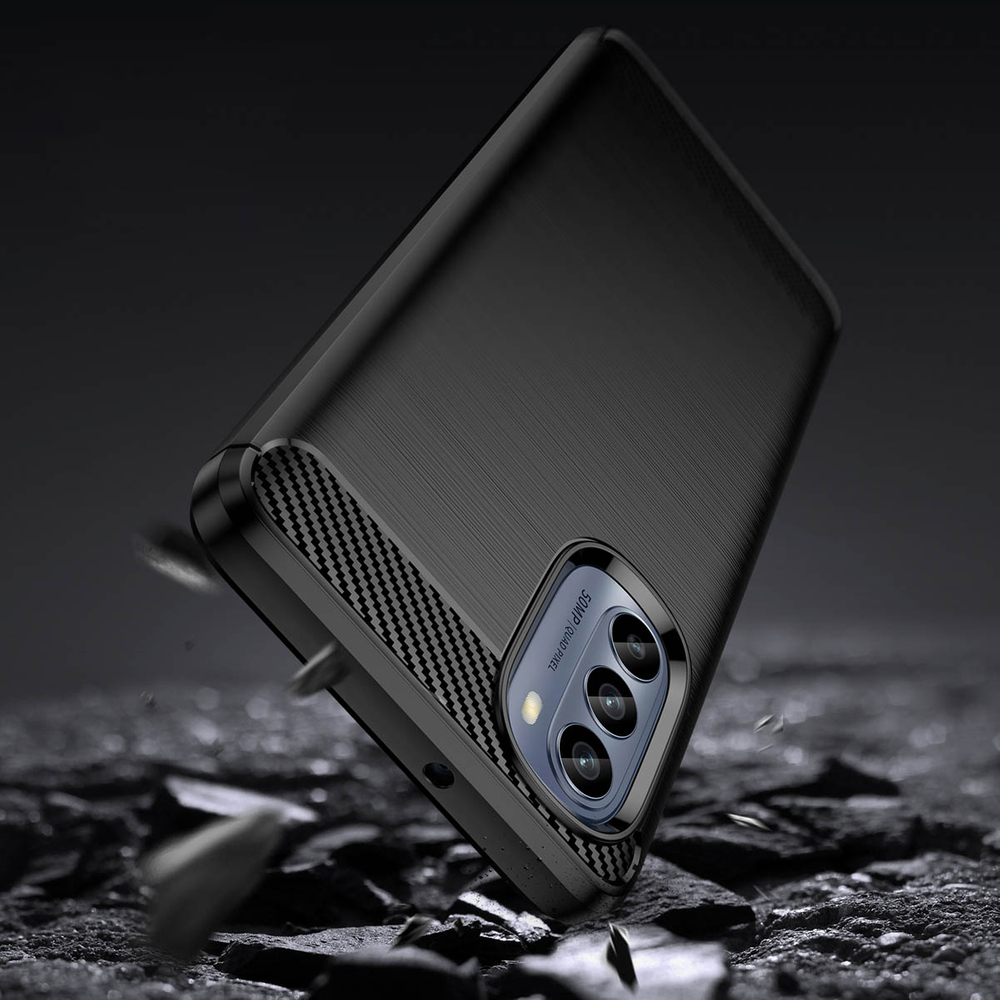 Anglies dėklas, skirtas Motorola Moto G62 5G lankstus silikoninis anglies dangtelis juodas