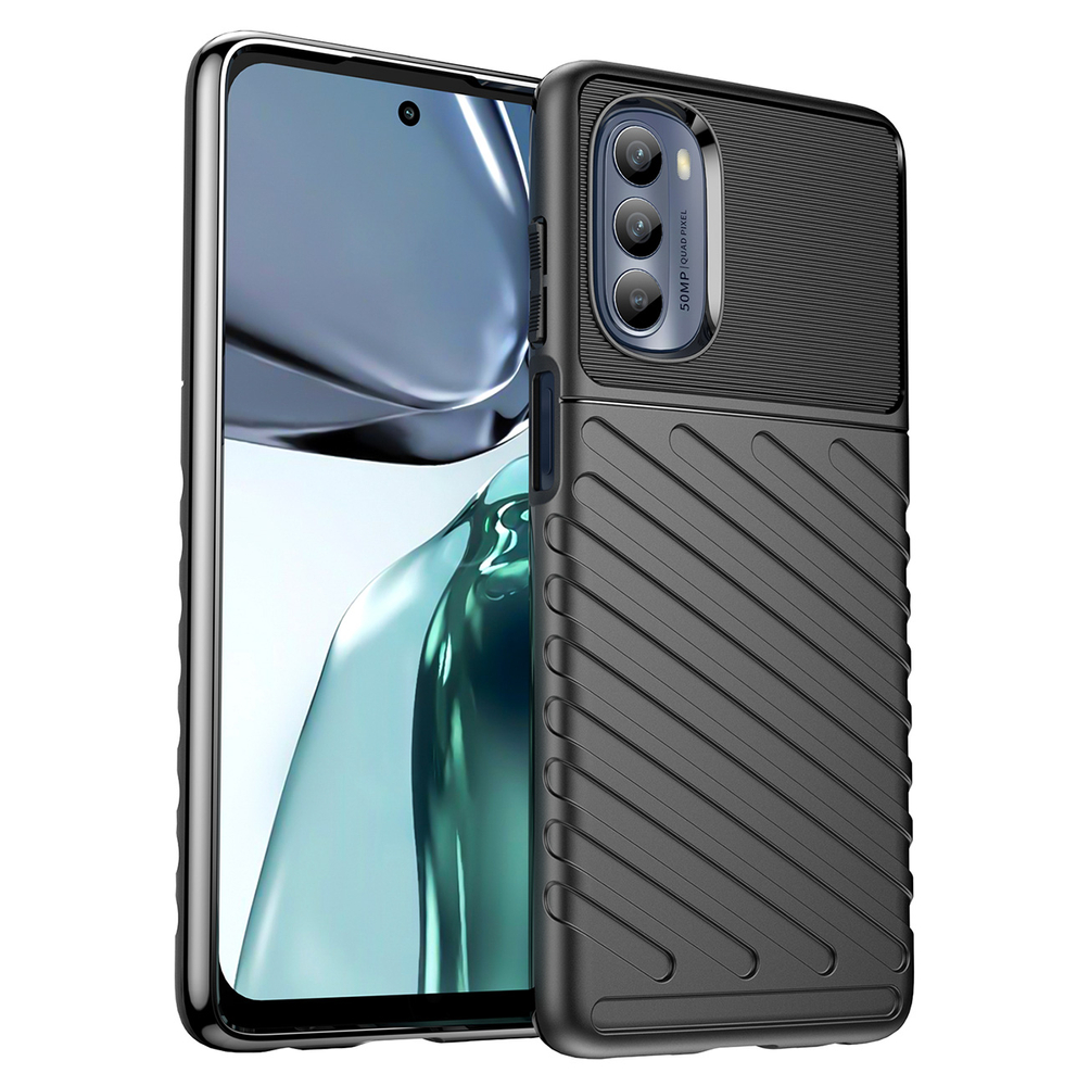 „Thunder“ dėklas, skirtas Motorola Moto G62 5G juodas silikoninis šarvų dėklas