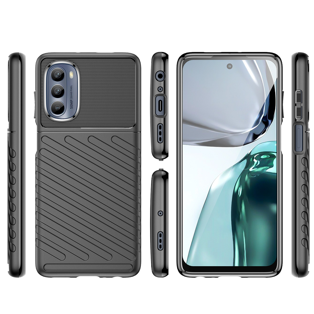 „Thunder“ dėklas, skirtas Motorola Moto G62 5G juodas silikoninis šarvų dėklas