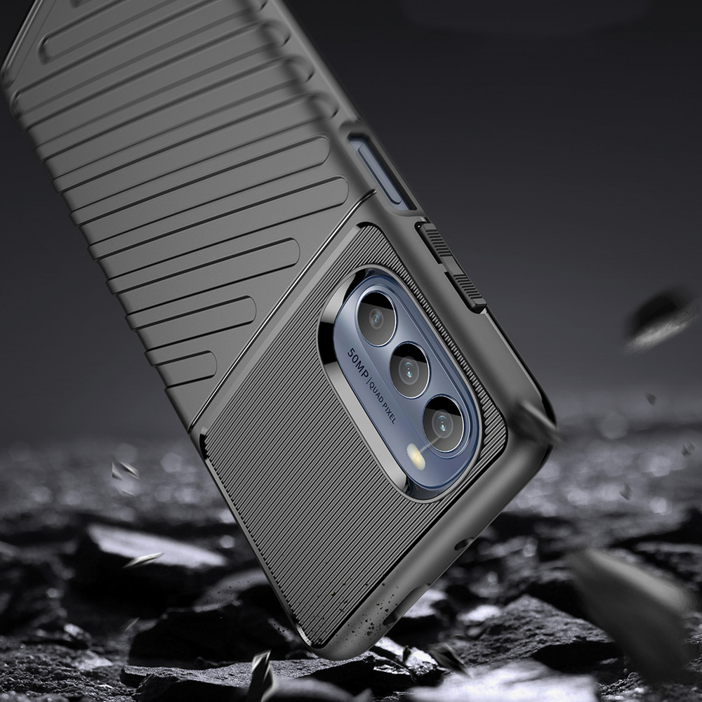 „Thunder“ dėklas, skirtas Motorola Moto G62 5G juodas silikoninis šarvų dėklas