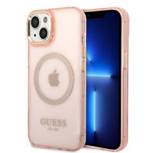 Guess MagSafe dėklas iPhone 14 6,1″ – rožinio aukso