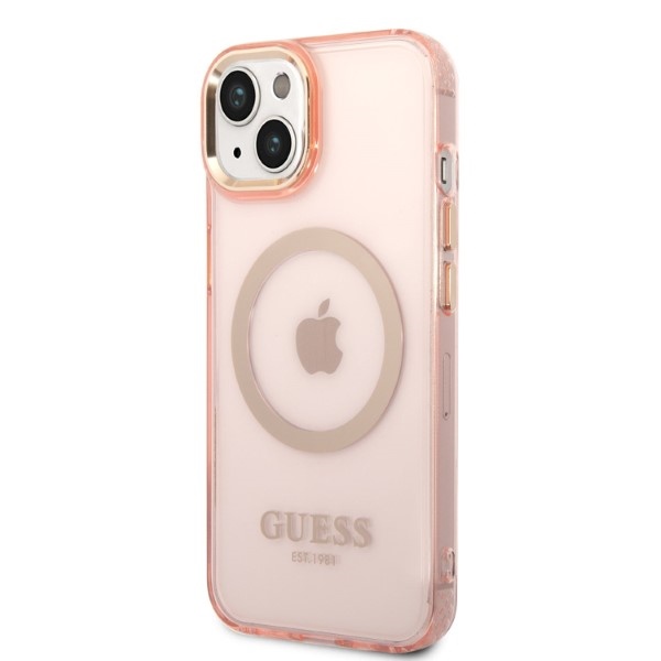Guess MagSafe dėklas iPhone 14 6,1″ – rožinio aukso