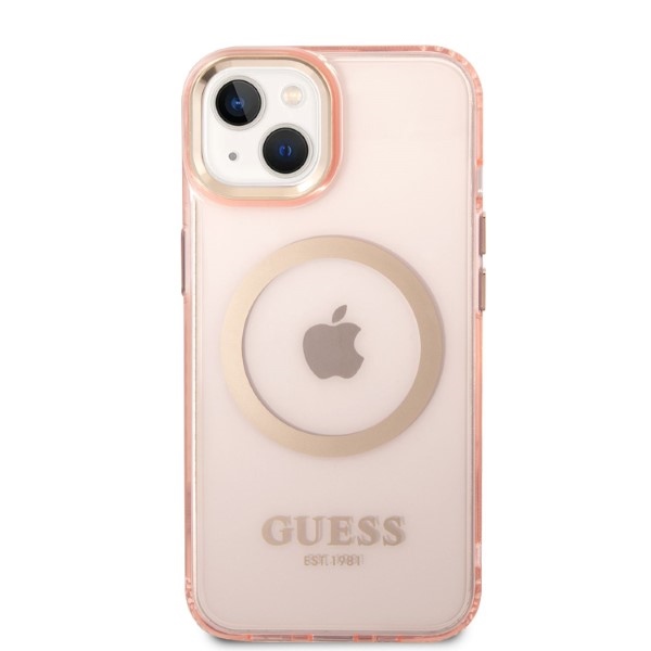 Guess MagSafe dėklas iPhone 14 6,1″ – rožinio aukso