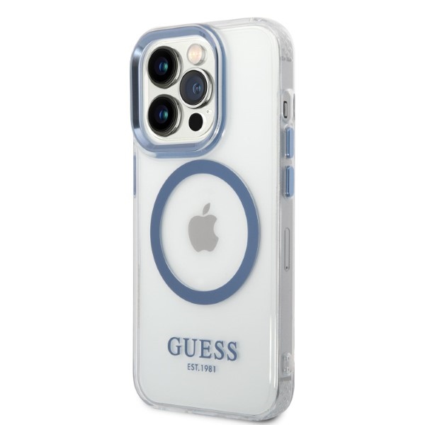 Guess MagSafe dėklas iPhone 14 Pro Max – mėlynas