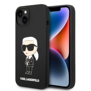 Karl Lagerfeld silikoninis MagSafe dėklas iPhone 14 Plus – juodas